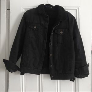 Sherpa-lined Oversized Denim Jacket